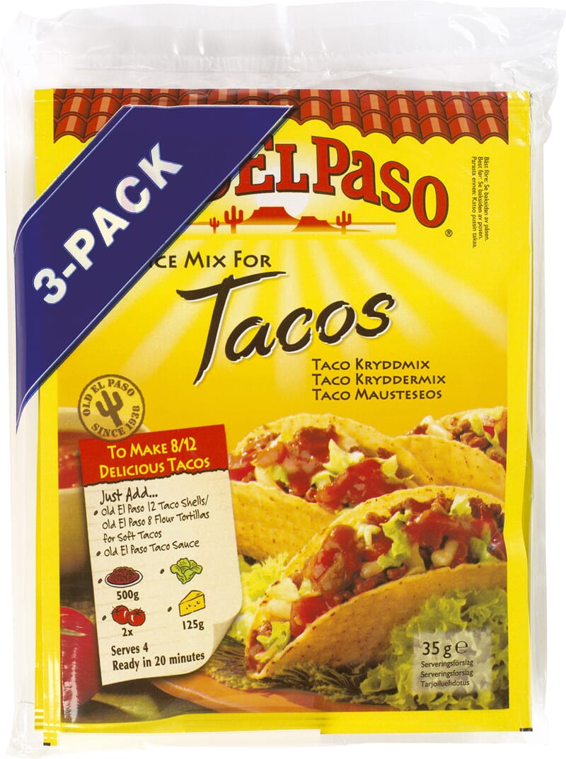 OLD EL PASO SPICE MIX FOR TACO 3STK 30G TOOLBOX AS