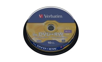 PK10 VERBATIM DVD+RW 4.7GB 1-4X SPINDLE
